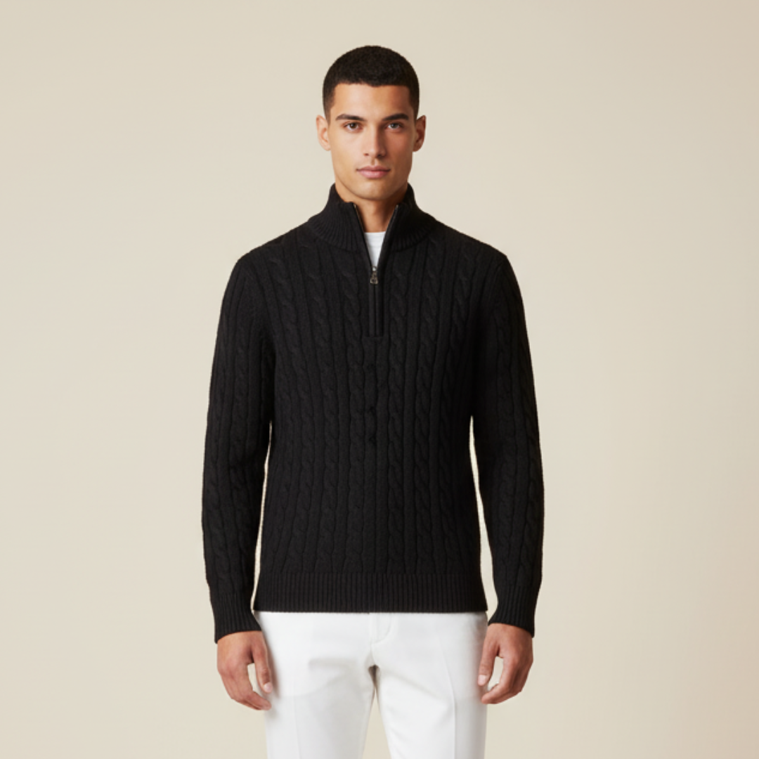 Half Zip Sweater in Spun Cotton