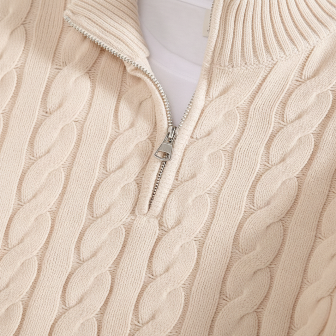 Half Zip Sweater in Spun Cotton