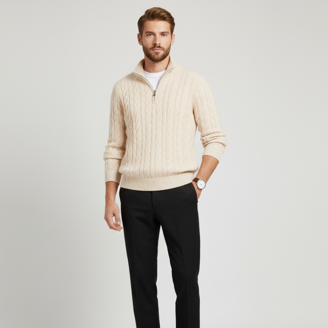Half Zip Sweater in Spun Cotton