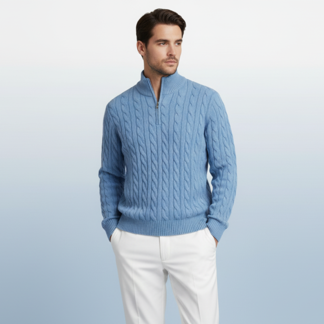 Half Zip Sweater in Spun Cotton
