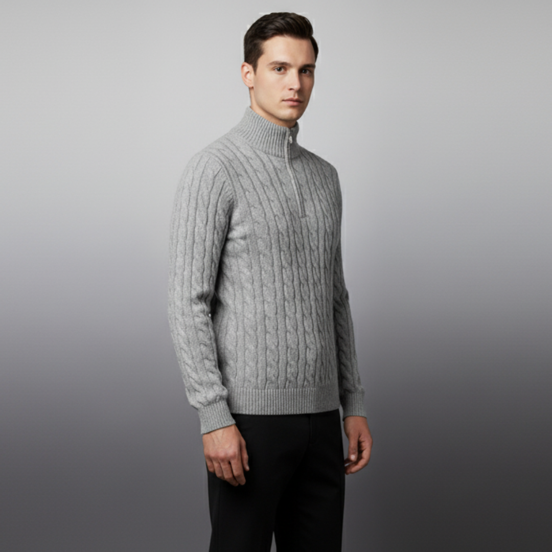 Half Zip Sweater in Spun Cotton
