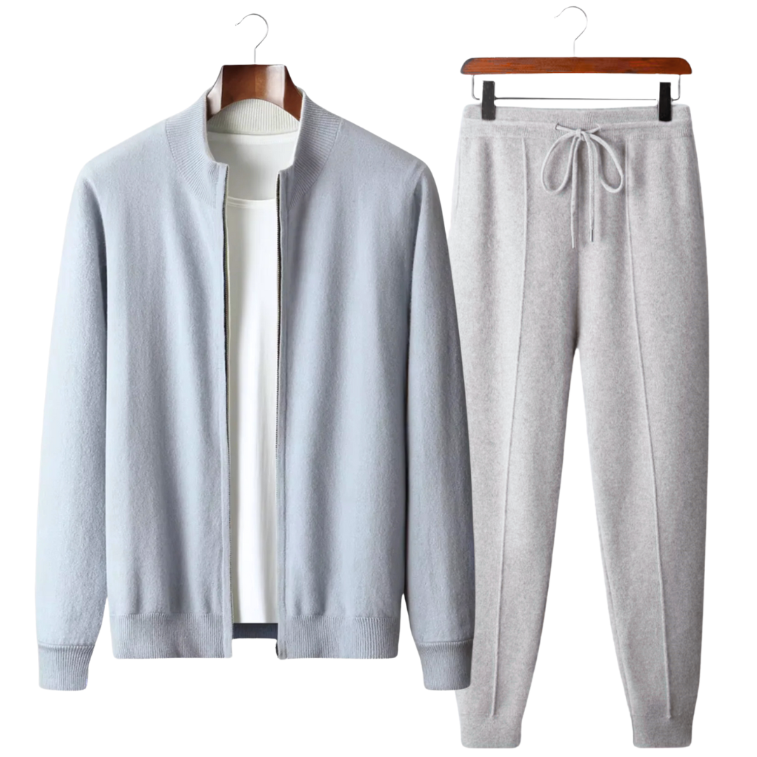 Merino Wool Tracksuit with Knit Texture