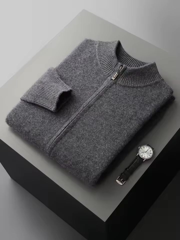 Wool Zip-Up Tracksuit with Textured Knit Finish