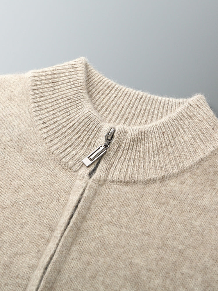 Wool Zip-Up Tracksuit with Textured Knit Finish