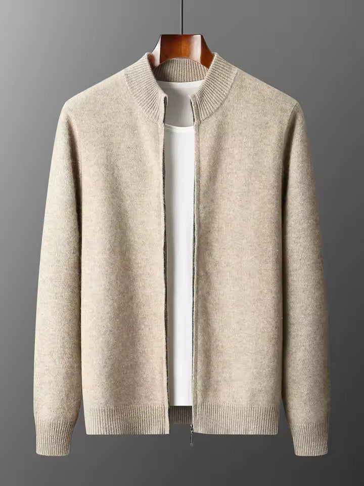 Wool Zip-Up Tracksuit with Textured Knit Finish