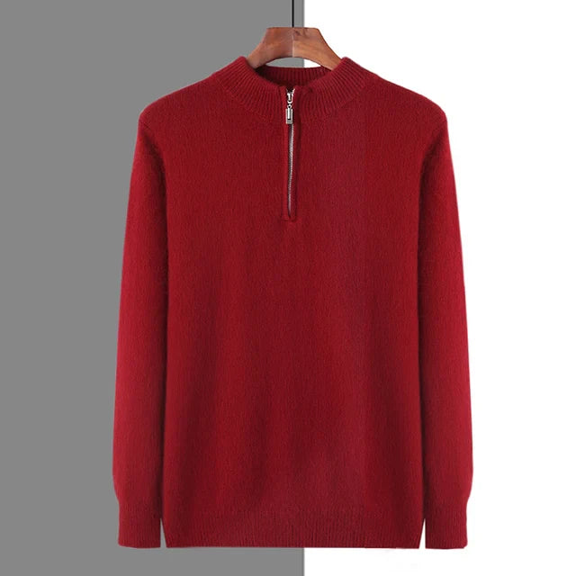 Wool Zip-Up with Structured Knit Texture