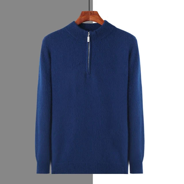 Wool Zip-Up with Structured Knit Texture