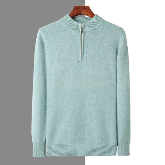Wool Zip-Up with Structured Knit Texture