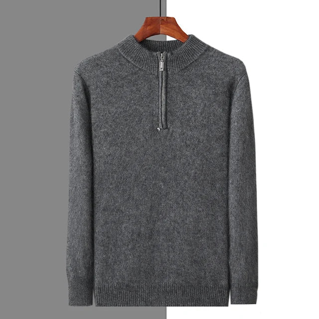 Wool Zip-Up with Structured Knit Texture
