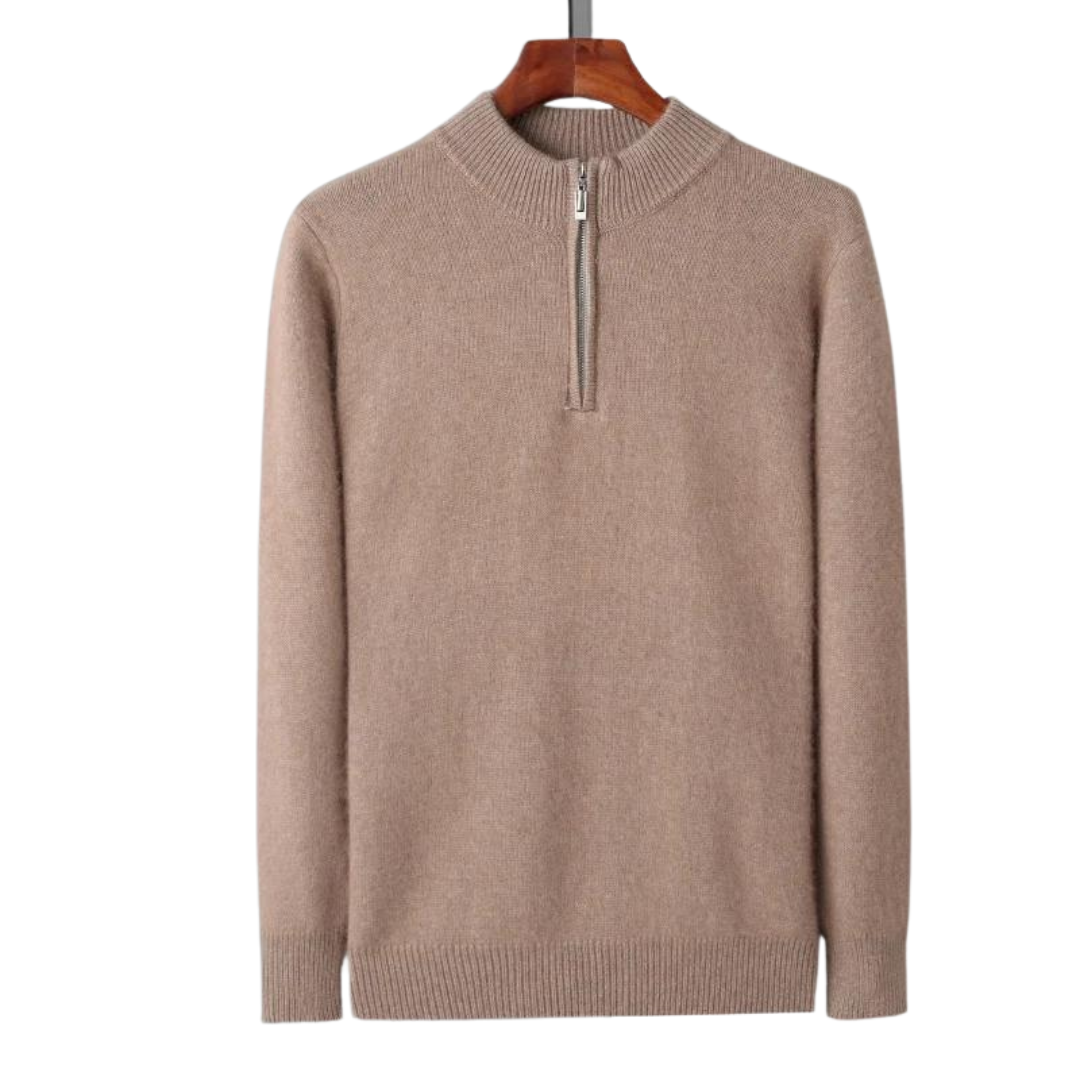 Wool Zip-Up with Structured Knit Texture